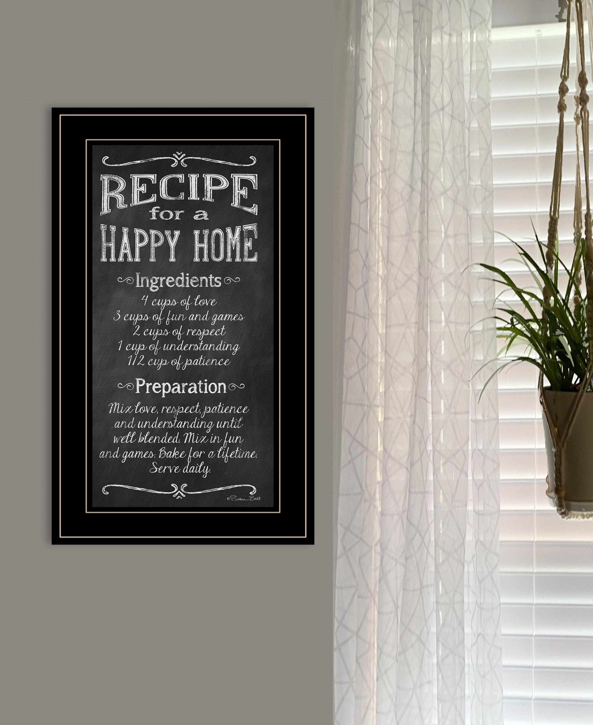 Recipe for a Happy Home 3 Black Framed Print Wall Art - Homeroots