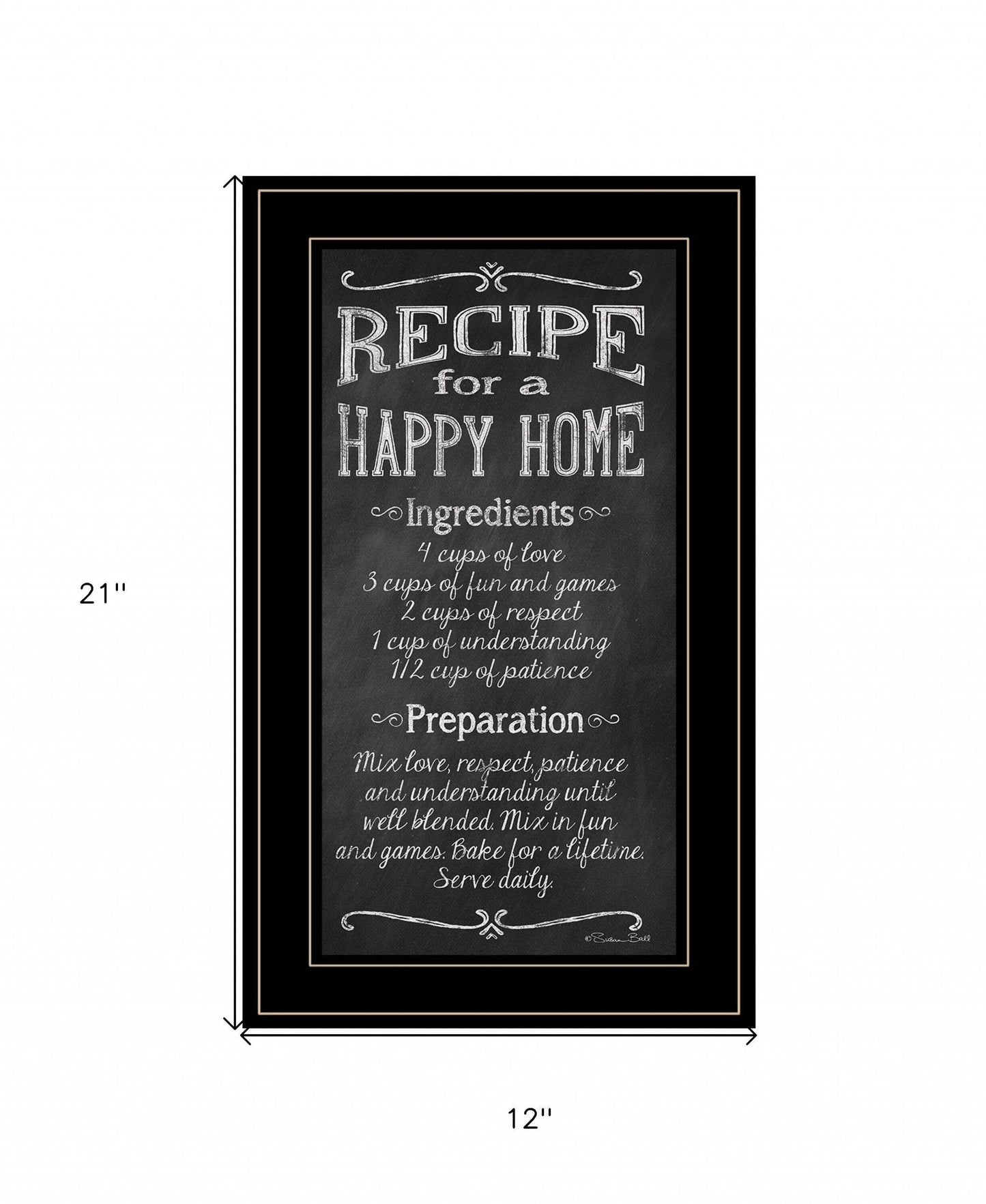 Recipe for a Happy Home 3 Black Framed Print Wall Art - Homeroots - Flyclothing LLC