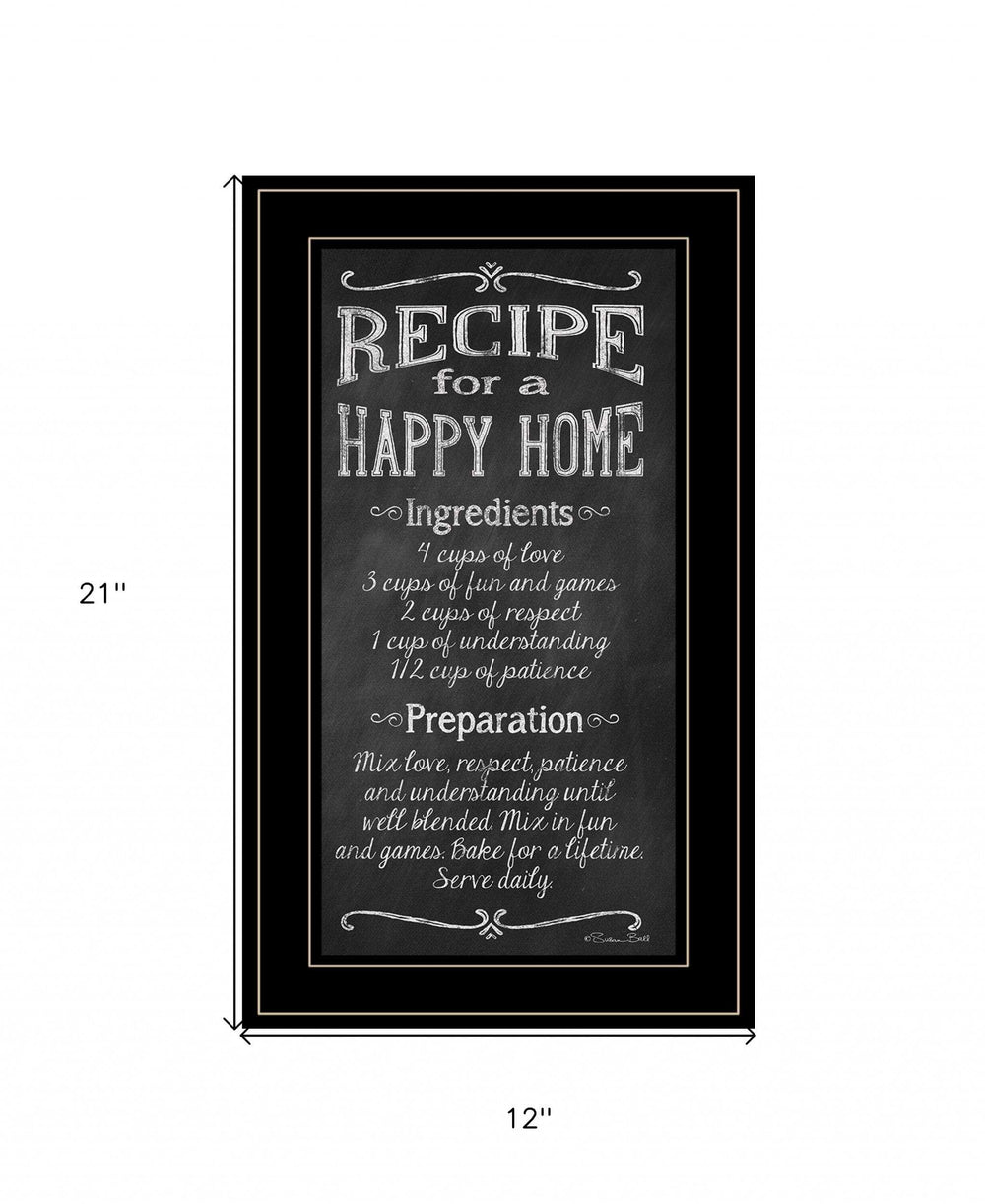 Recipe for a Happy Home 3 Black Framed Print Wall Art - Homeroots - Flyclothing LLC