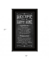 Recipe for a Happy Home 3 Black Framed Print Wall Art - Homeroots