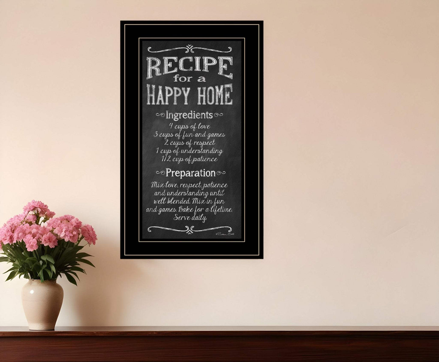 Recipe for a Happy Home 3 Black Framed Print Wall Art - Homeroots - Flyclothing LLC
