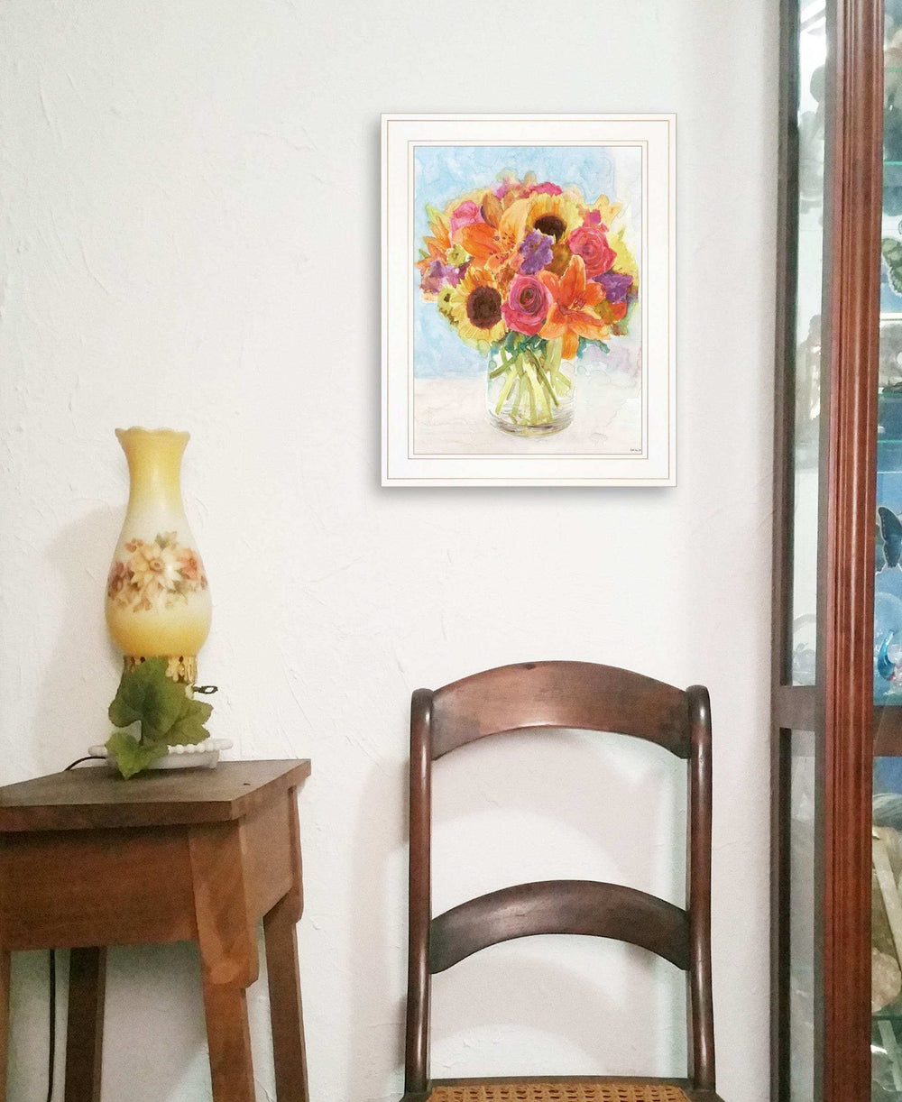 Vases with Flowers 1 White Framed Print Wall Art - Homeroots - Flyclothing LLC