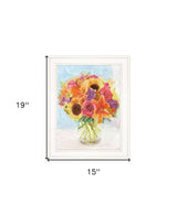 Vases with Flowers 1 White Framed Print Wall Art - Homeroots - Flyclothing LLC