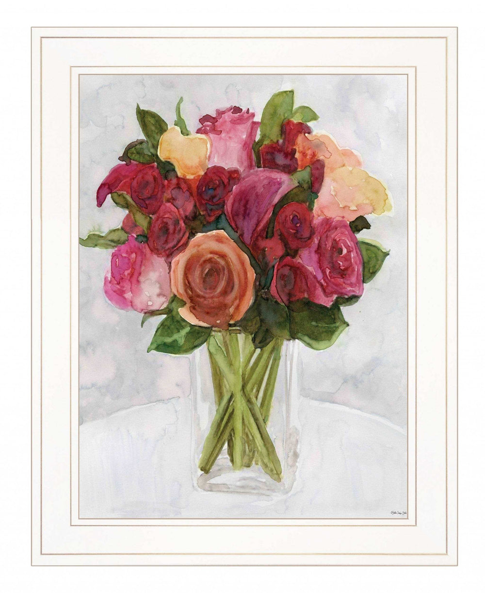 Vases with Flowers II 1 White Framed Print Wall Art - Homeroots - Flyclothing LLC