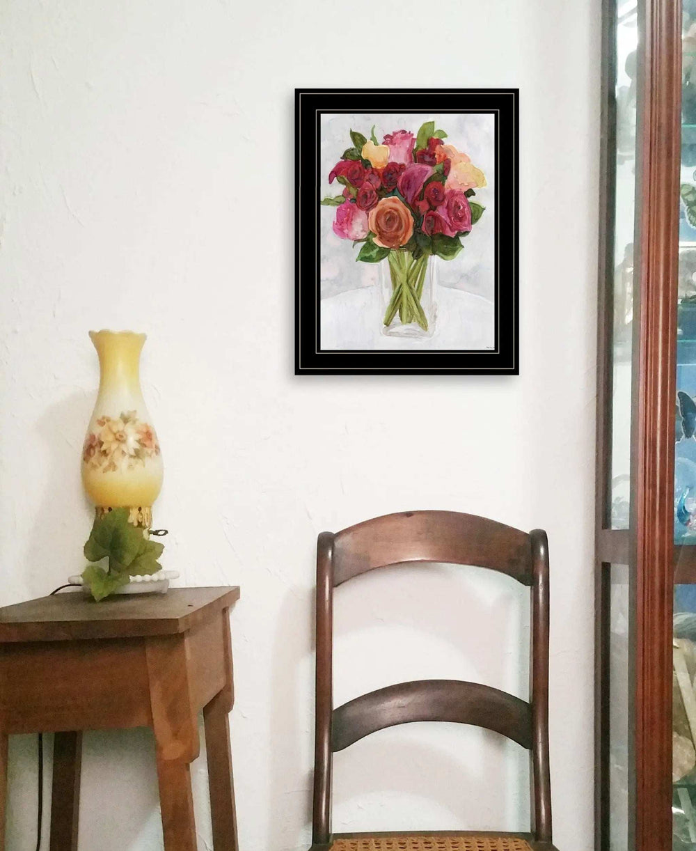 Vases with Flowers II 2 Black Framed Print Wall Art - Homeroots - Flyclothing LLC
