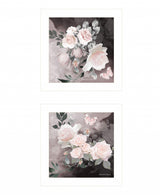 Set Of Two Noir Roses 5 White Framed Print Wall Art - Homeroots - Flyclothing LLC