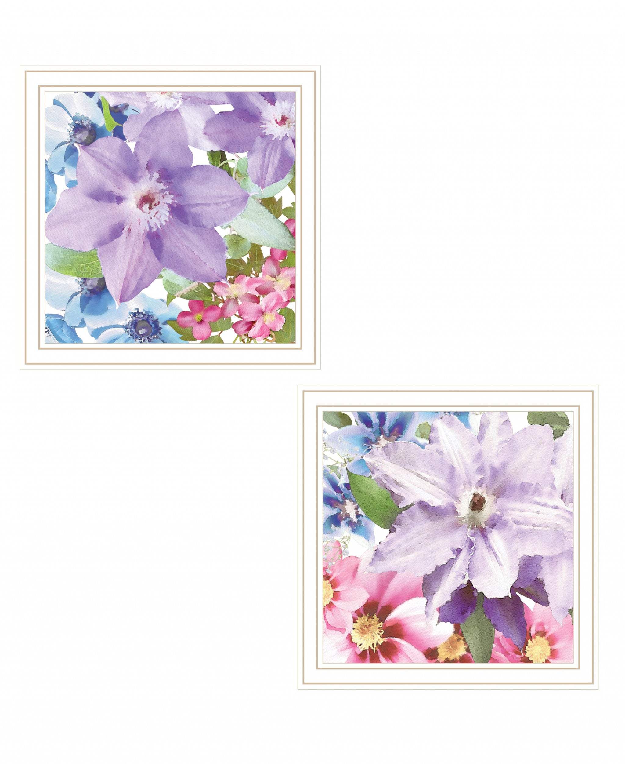 Set Of Two Clematis 1 White Framed Print Wall Art - Homeroots - Flyclothing LLC