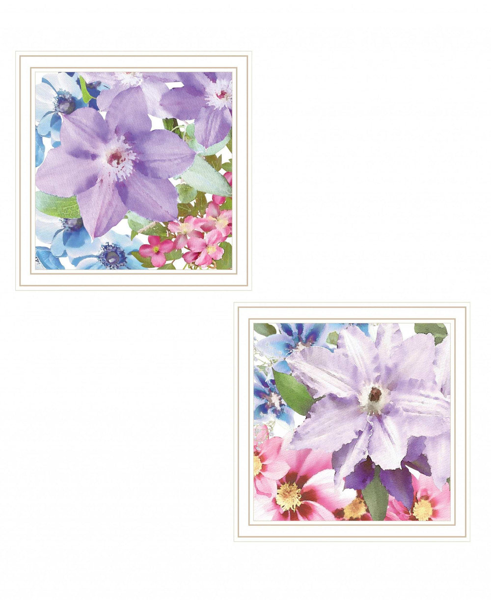 Set Of Two Clematis 1 White Framed Print Wall Art - Homeroots - Flyclothing LLC