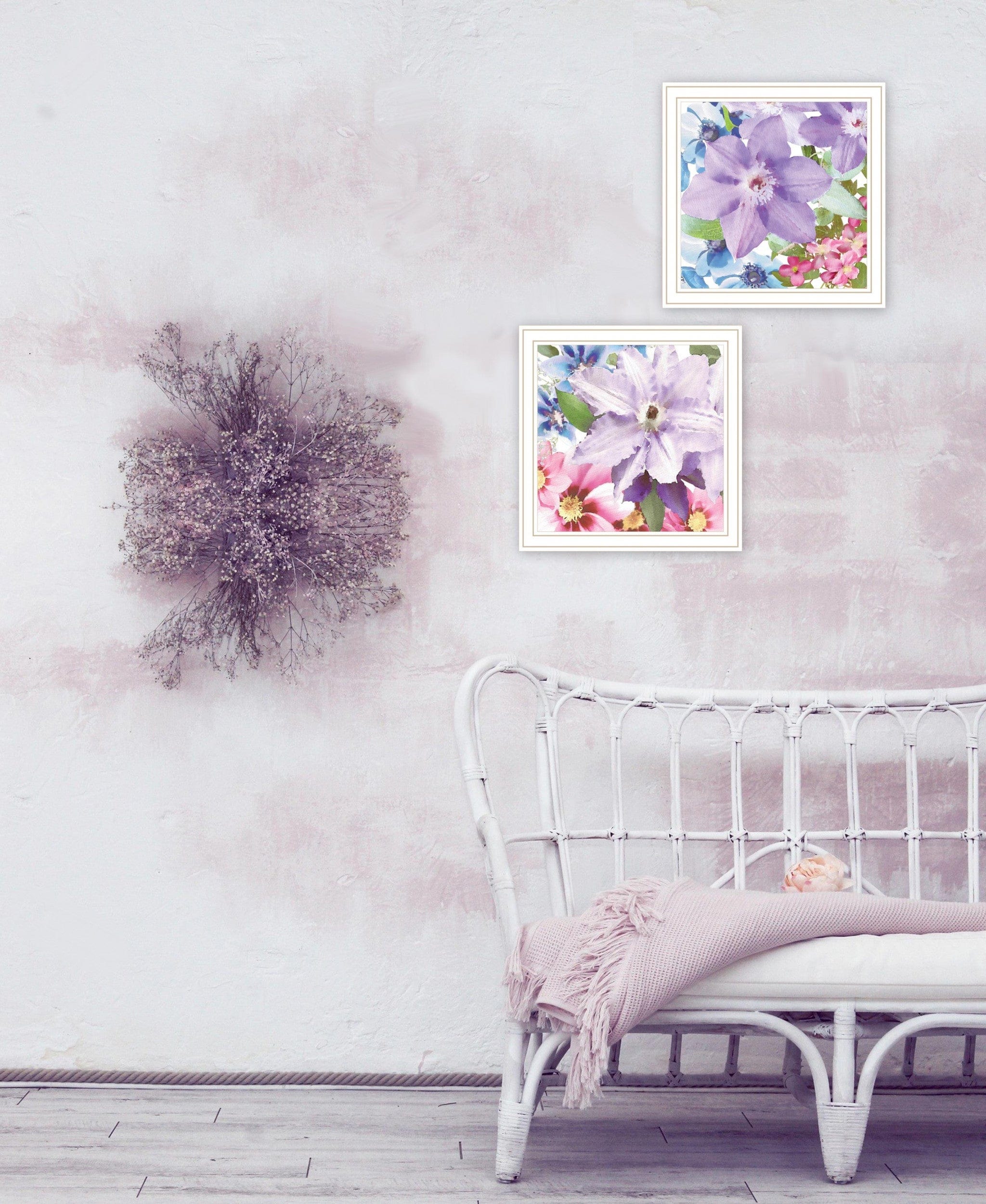 Set Of Two Clematis 1 White Framed Print Wall Art - Homeroots