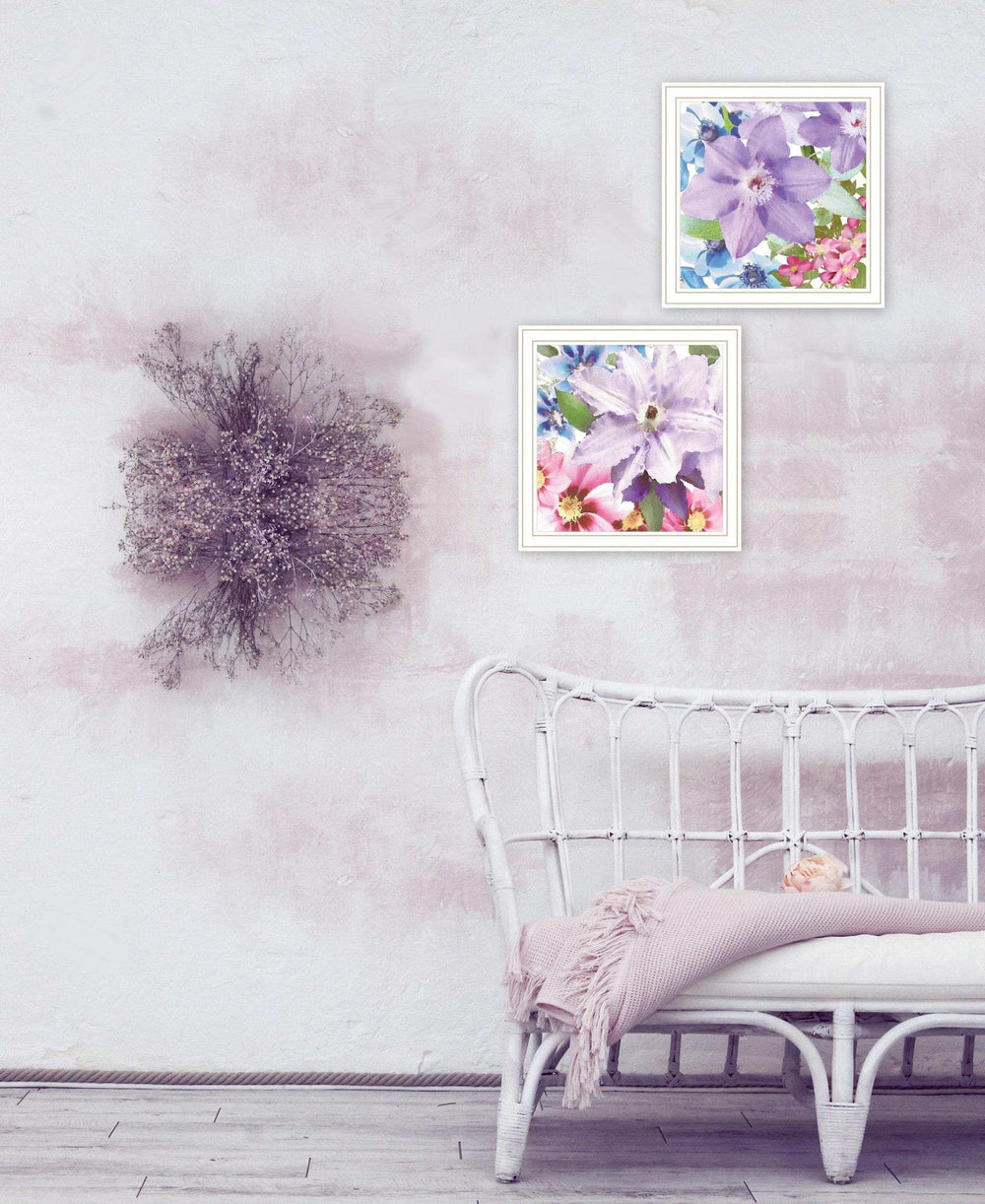 Set Of Two Clematis 1 White Framed Print Wall Art - Homeroots - Flyclothing LLC