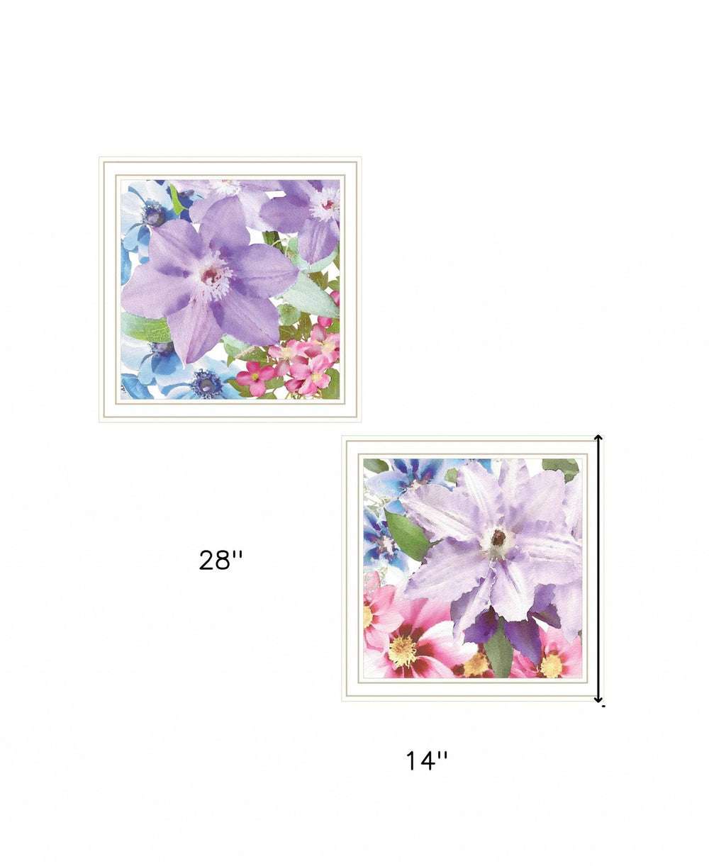 Set Of Two Clematis 1 White Framed Print Wall Art - Homeroots - Flyclothing LLC