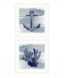 Set Of Two The Beach Coastal 1 White Framed Print Wall Art - Homeroots