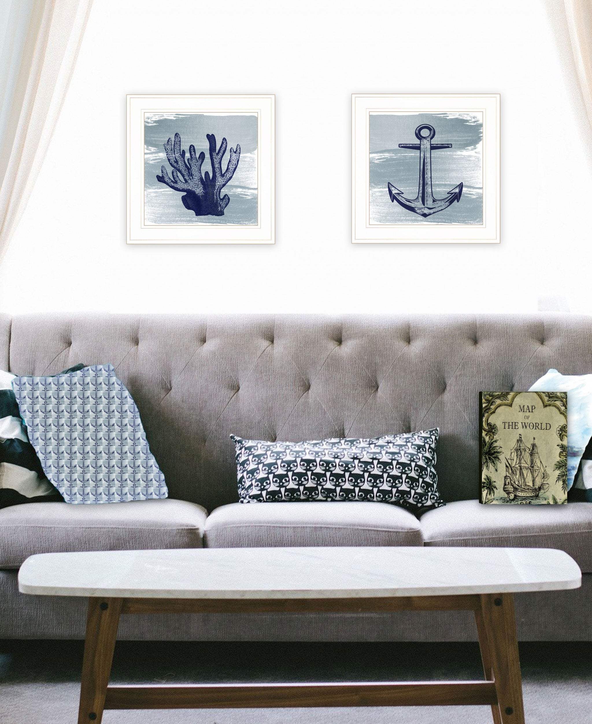 Set Of Two The Beach Coastal 1 White Framed Print Wall Art - Homeroots - Flyclothing LLC
