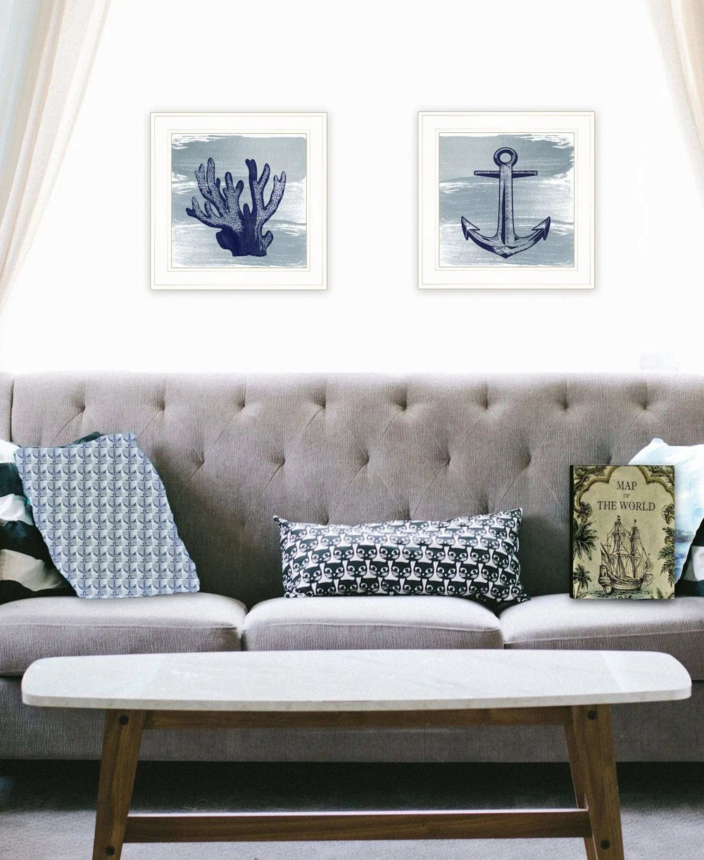 Set Of Two The Beach Coastal 1 White Framed Print Wall Art - Homeroots - Flyclothing LLC