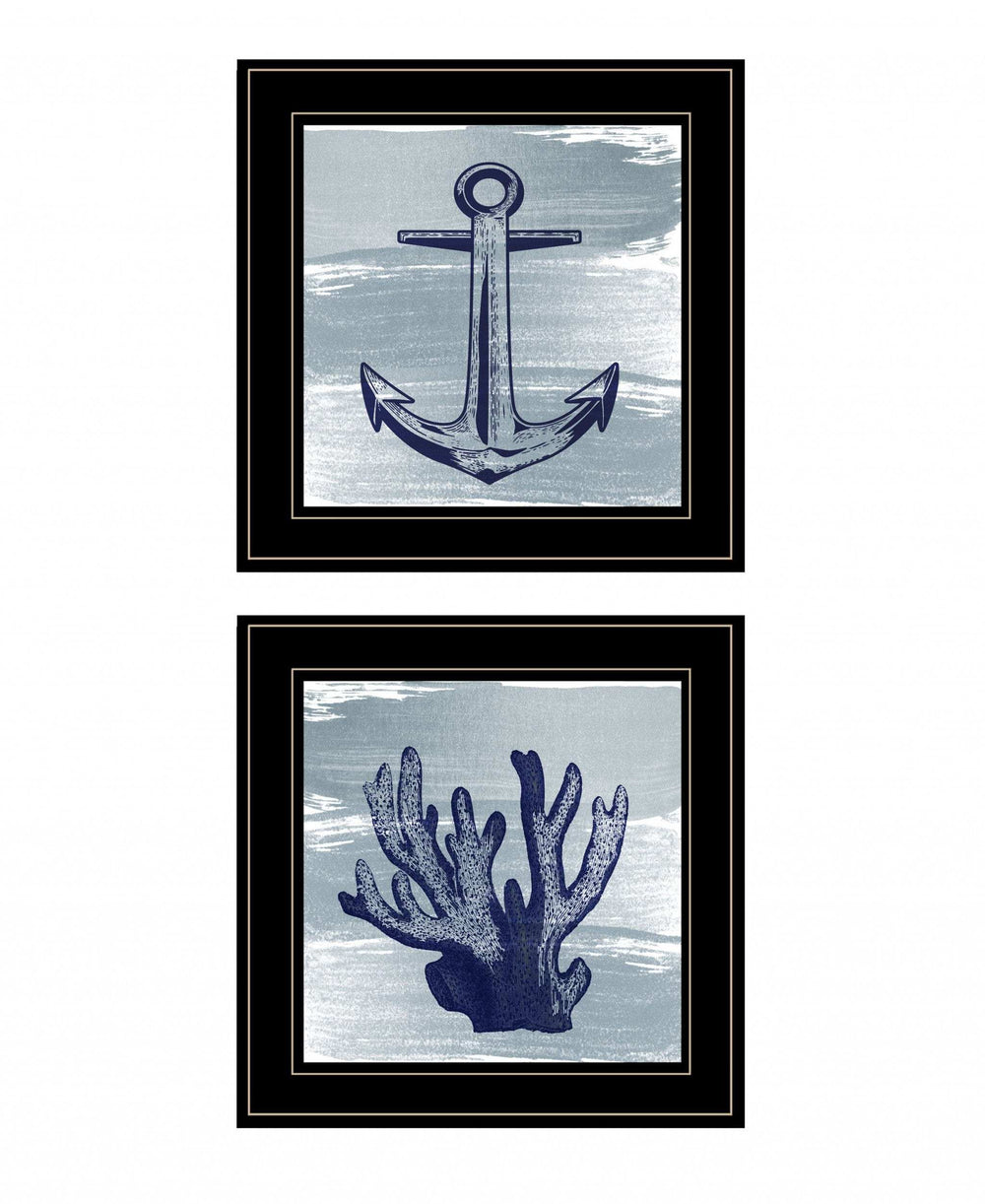 Set Of Two The Beach Coastal 2 Black Framed Print Wall Art - Homeroots - Flyclothing LLC