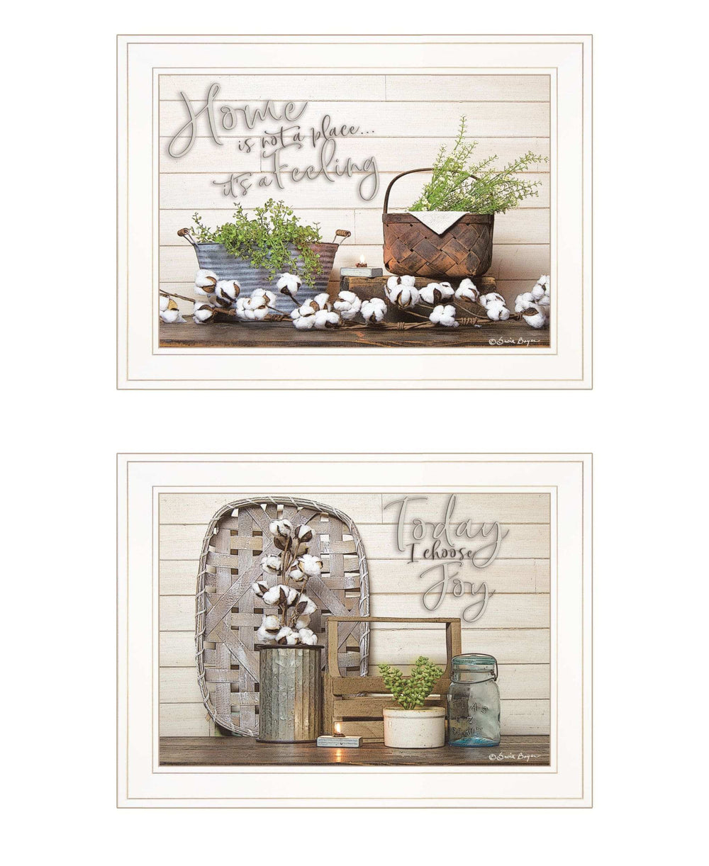Set Of Two Choose Joy White Framed Print Wall Art - Homeroots - Flyclothing LLC