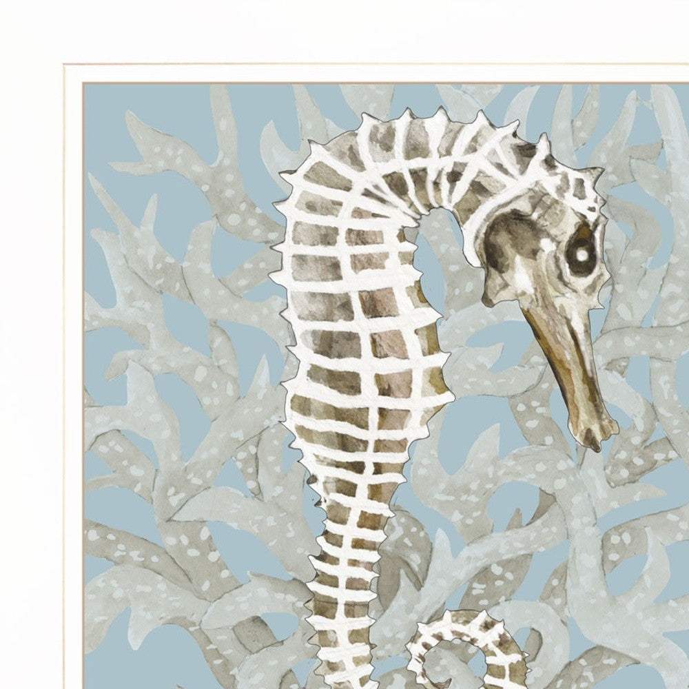 Set Of Two Coral Seahorse White Framed Print Wall Art - Homeroots - Flyclothing LLC