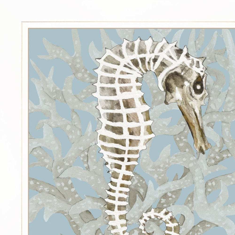 Set Of Two Coral Seahorse White Framed Print Wall Art - Homeroots - Flyclothing LLC