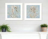 Set Of Two Coral Seahorse White Framed Print Wall Art - Homeroots - Flyclothing LLC