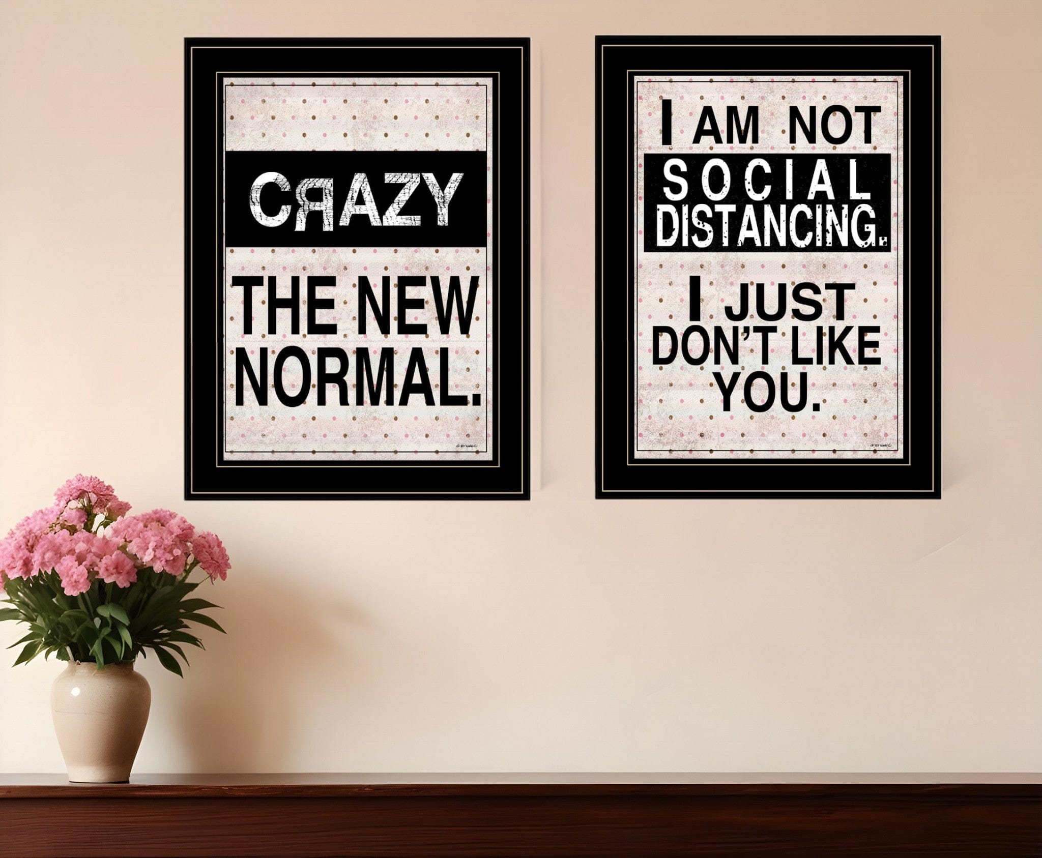 Set Of Two The New Normal Black Framed Print Wall Art
