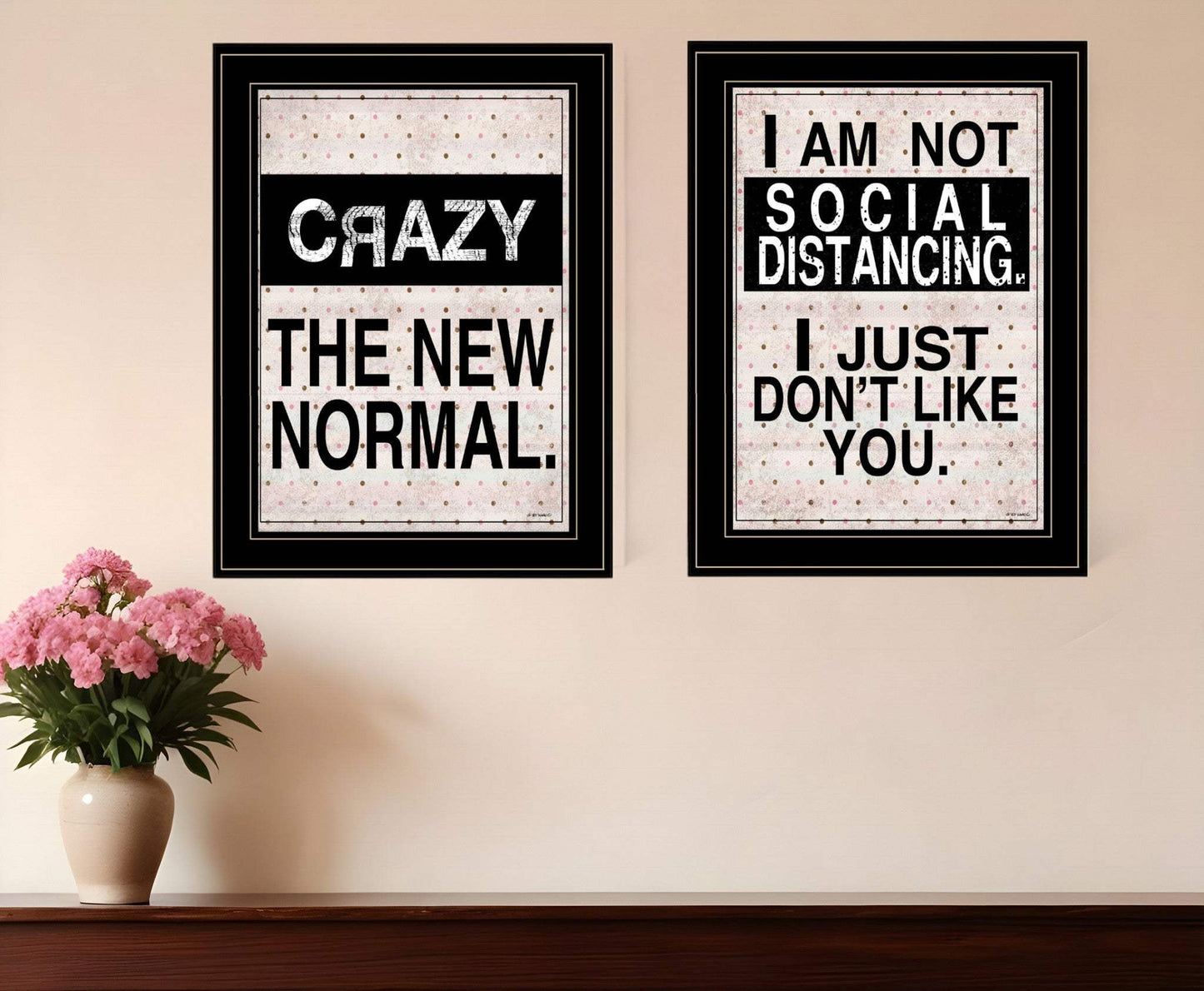 Set Of Two The New Normal Black Framed Print Wall Art - Homeroots - Flyclothing LLC