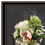 Set Of Two Vintage Floral Tea Pot and Door Knob Black Framed Print Kitchen Wall Art - Homeroots