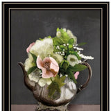 Set Of Two Vintage Floral Tea Pot and Door Knob Black Framed Print Kitchen Wall Art - Homeroots