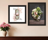 Set Of Two Vintage Floral Tea Pot and Door Knob Black Framed Print Kitchen Wall Art - Homeroots