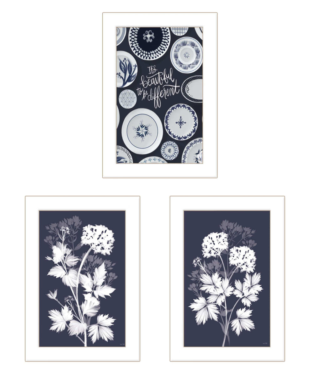 Set Of Three Its Beautiful to Be Different White Framed Print Wall Art - Homeroots - Flyclothing LLC