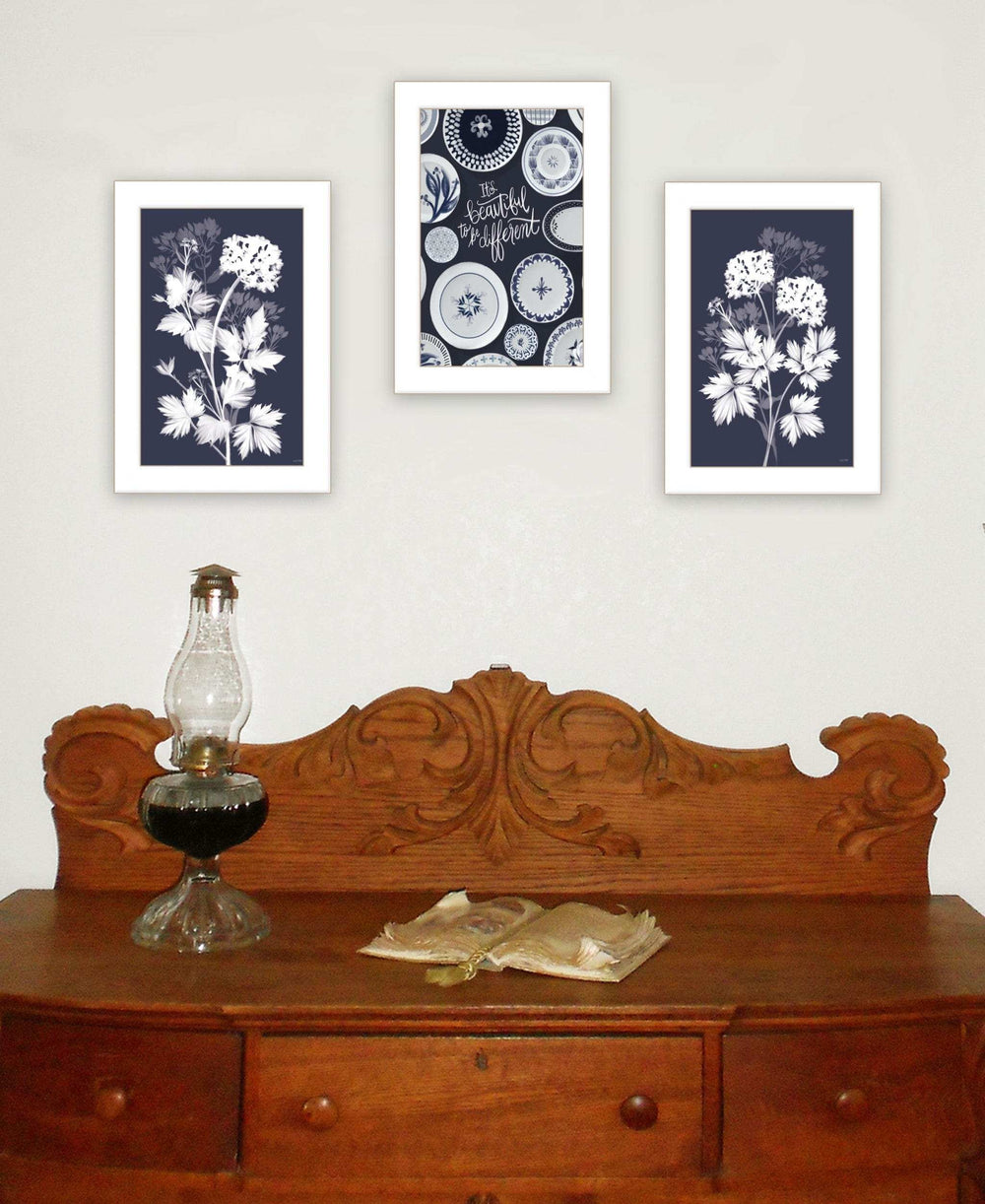 Set Of Three Its Beautiful to Be Different White Framed Print Wall Art - Homeroots - Flyclothing LLC