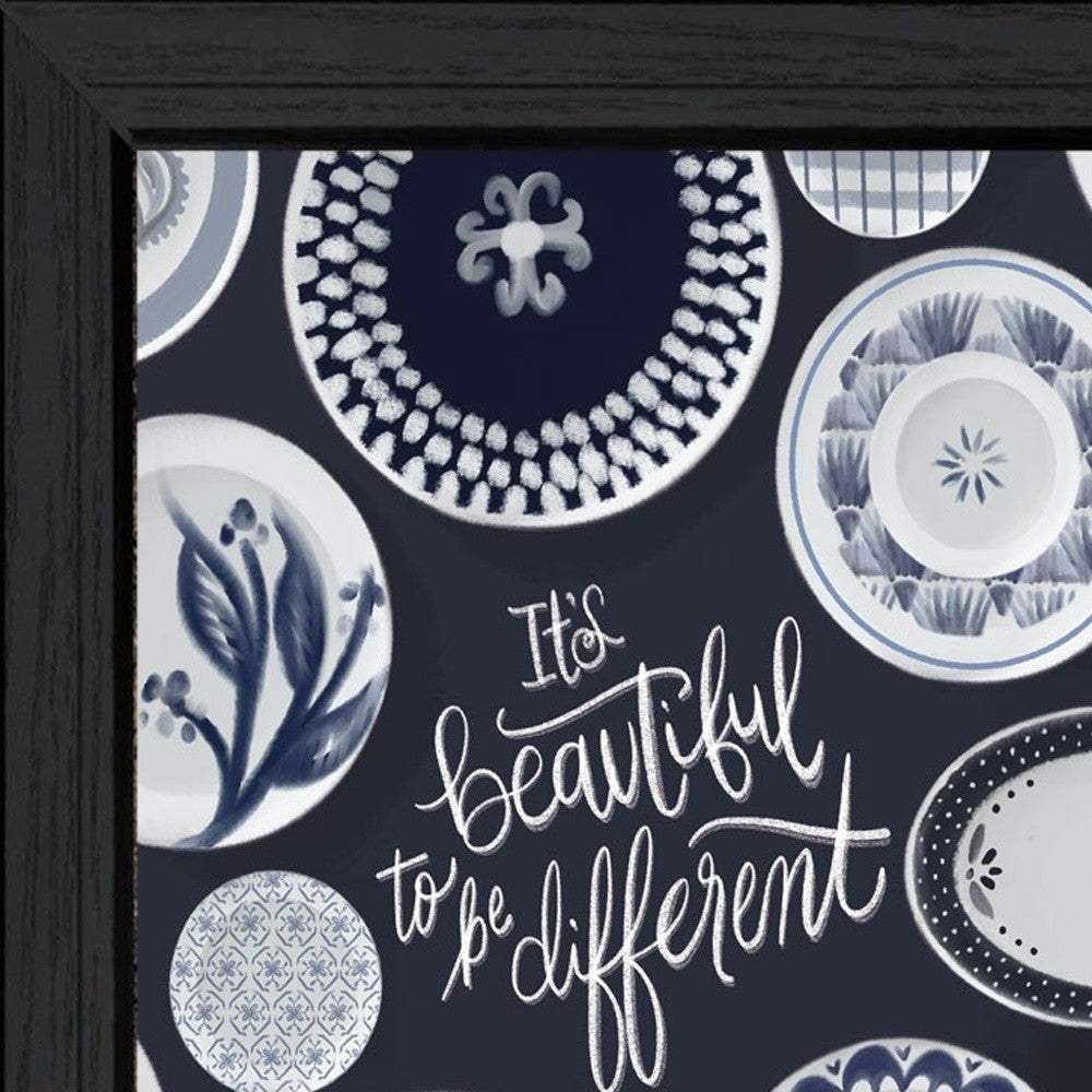Set Of Three Its Beautiful to Be Different Black Framed Print Wall Art - Homeroots - Flyclothing LLC