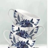 Set Of Two Tea tower with Cups and Sauces White Framed Print Kitchen Wall Art - Homeroots
