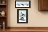 Set Of Two Tea tower with Cups and Sauces Black Framed Print Kitchen Wall Art - Homeroots