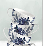 Set Of Three Tea tower with Cups and Sauces White Framed Print Kitchen Wall Art - Homeroots