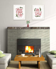 Set Of Two Good Tidings and Joy White Framed Print Wall Art - Homeroots