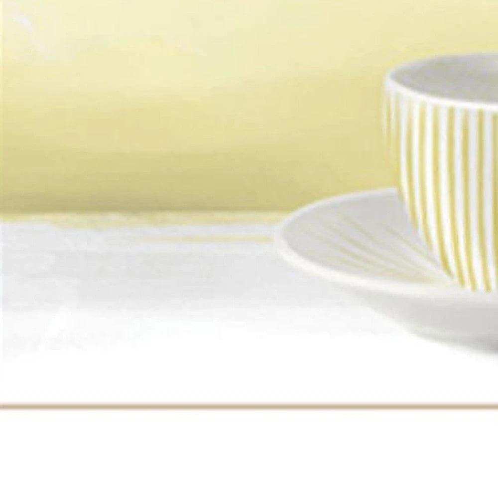 Set Of Three Tea Cups and Yellow Flowers White Framed Print Kitchen Wall Art - Homeroots - Flyclothing LLC