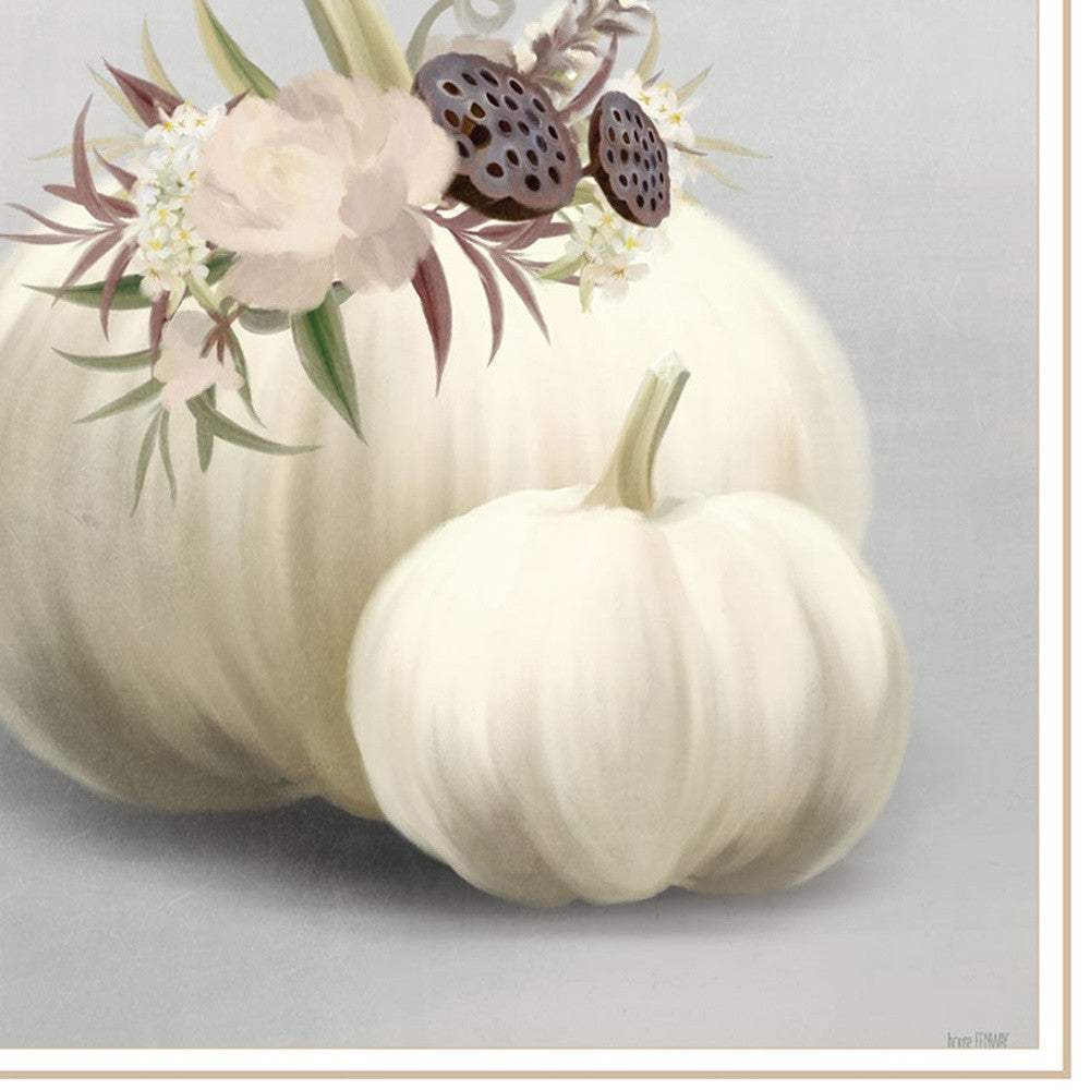 Set Of Two BOHO Pumpkins and Flowers 2 White Framed Print Wall Art - Homeroots - Flyclothing LLC
