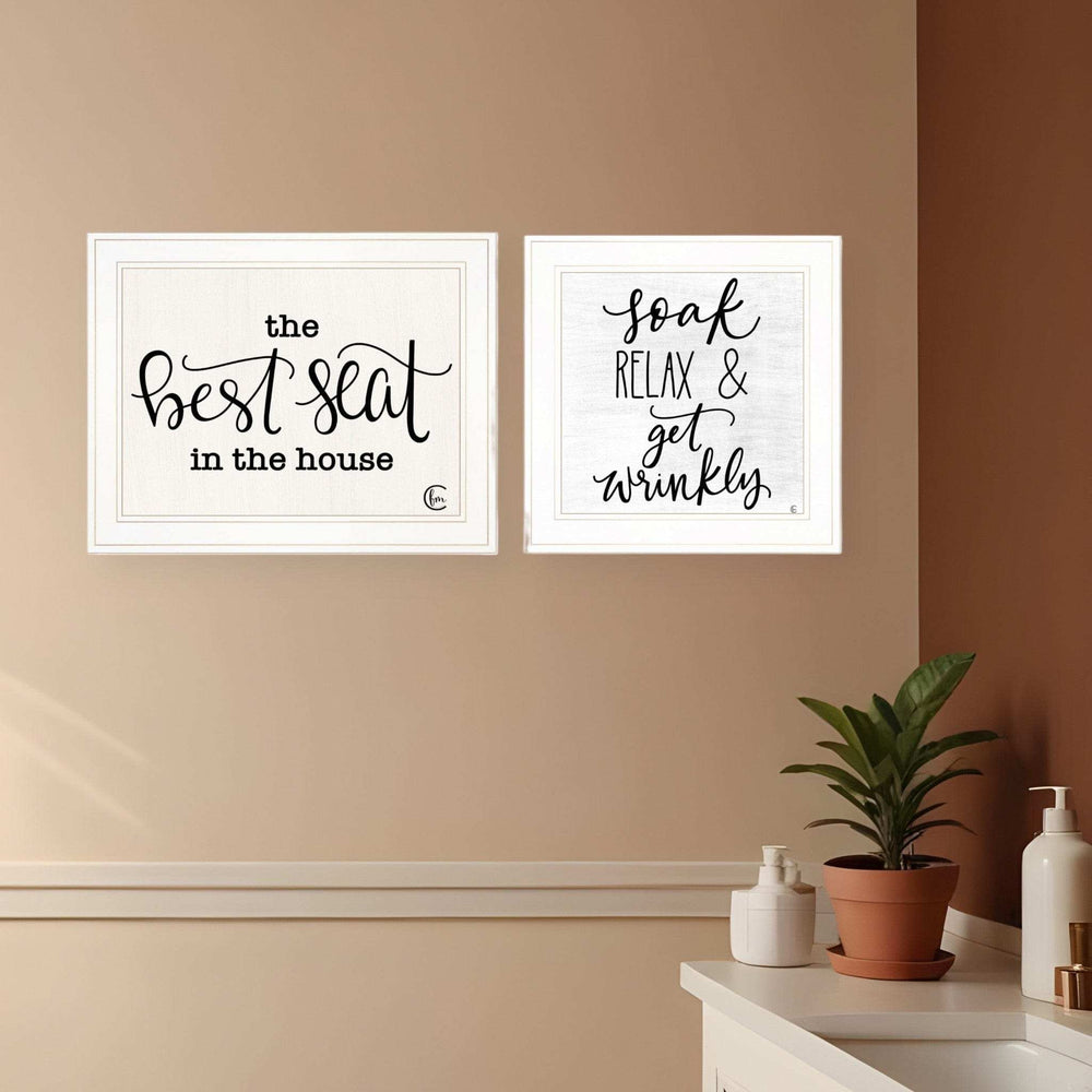 Set Of Two The Best Seat in the House 1 White Framed Print Bathroom Wall Art - Homeroots - Flyclothing LLC