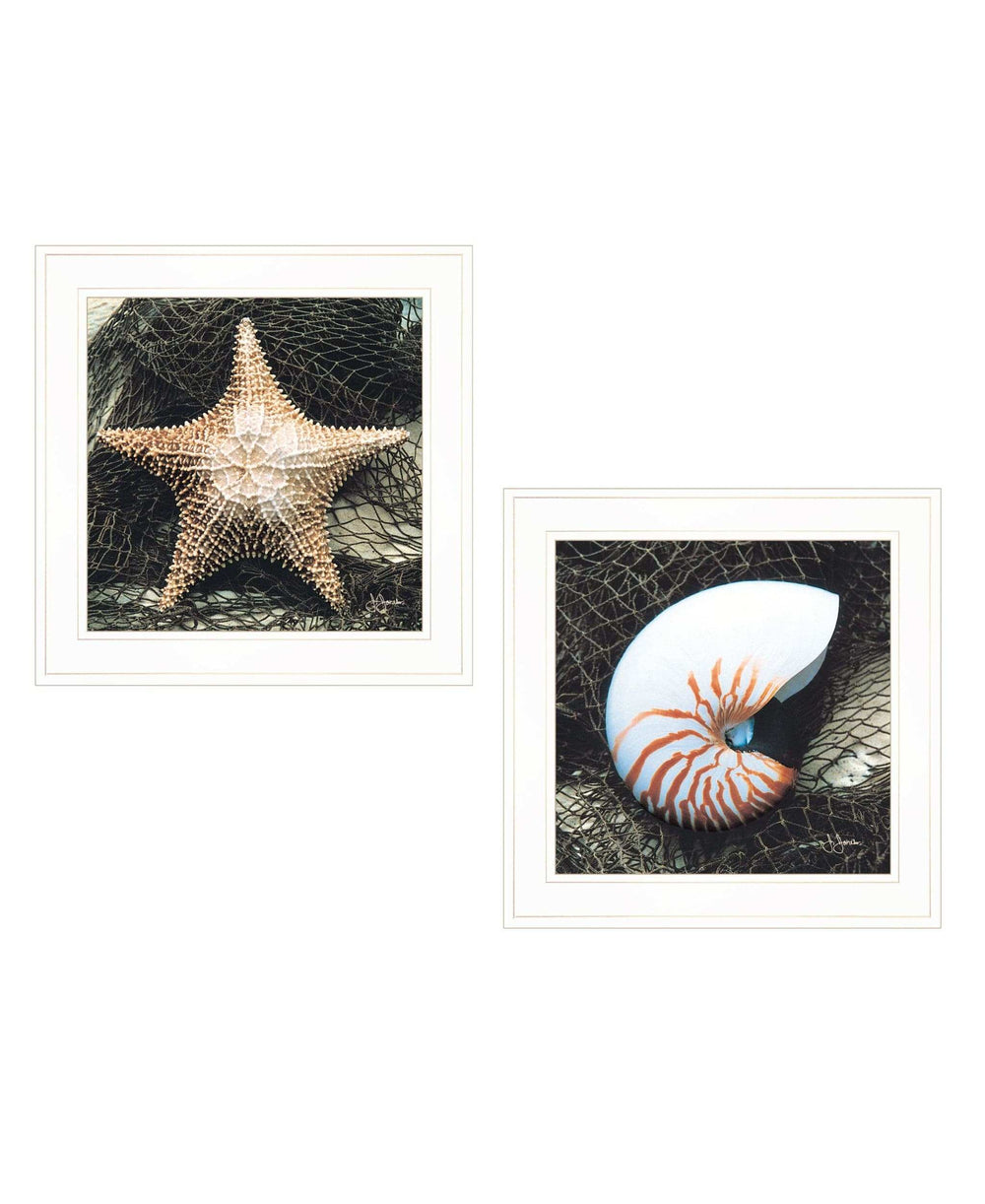 Set Of Two Ocean Net White Framed Print Wall Art - Homeroots - Flyclothing LLC
