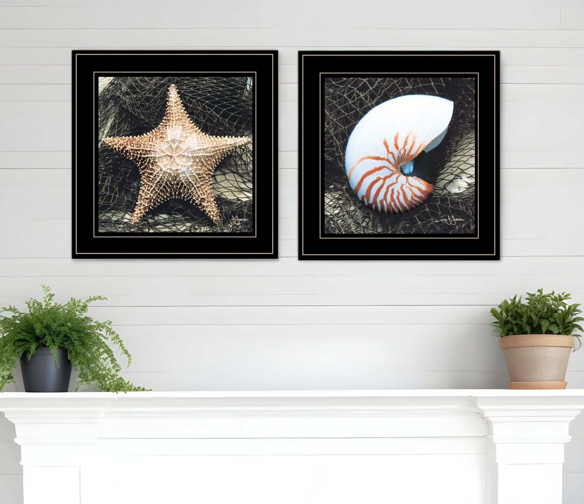 Set Of Two Ocean Net 2 Black Framed Print Wall Art - Homeroots