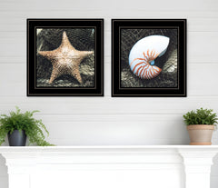 Set Of Two Ocean Net 2 Black Framed Print Wall Art - Homeroots