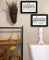 Set Of Two No Selfies When Seated 2 Black Framed Print Bathroom Wall Art - Homeroots - Flyclothing LLC