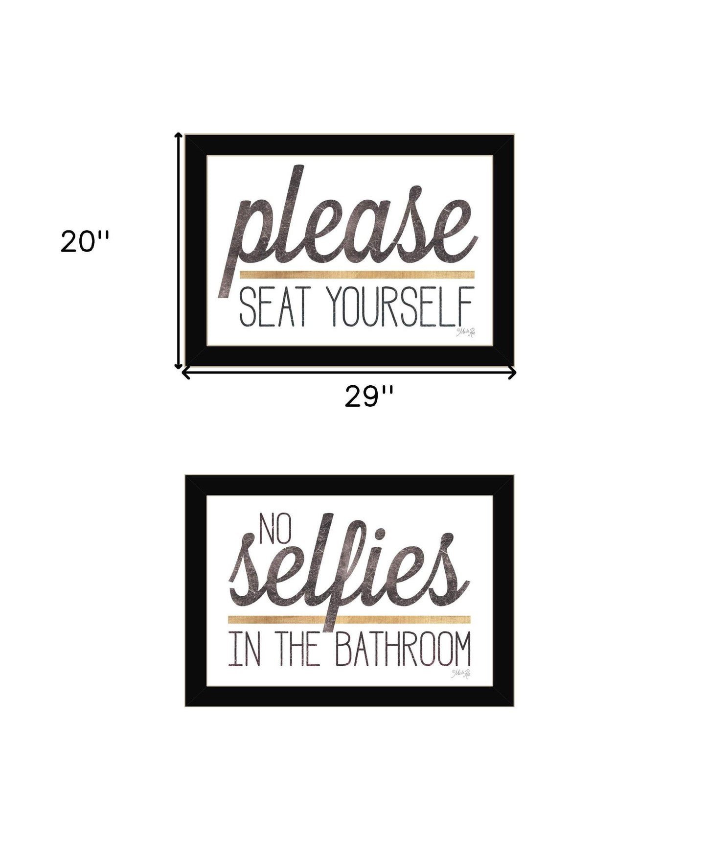 Set Of Two No Selfies When Seated Black Framed Print Bathroom Wall Art - Homeroots - Flyclothing LLC