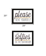 Set Of Two No Selfies When Seated Black Framed Print Bathroom Wall Art - Homeroots - Flyclothing LLC