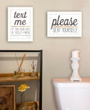 Set Of Two Text Me If You Run Out of Toilet Paper While Seated 1 White Framed Print Wall Art - Homeroots