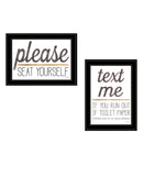 Set Of Two Text Me If You Run Out of Toilet Paper While Seated Black Framed Print Wall Art - Homeroots