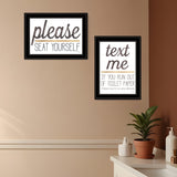 Set Of Two Text Me If You Run Out of Toilet Paper While Seated Black Framed Print Wall Art - Homeroots