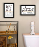 Set Of Two Text Me If You Run Out of Toilet Paper While Seated Black Framed Print Wall Art - Homeroots - Flyclothing LLC