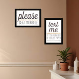 Set Of Two Text Me If You Run Out of Toilet Paper While Seated Black Framed Print Wall Art - Homeroots - Flyclothing LLC