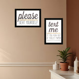 Set Of Two Text Me If You Run Out of Toilet Paper While Seated Black Framed Print Wall Art - Homeroots